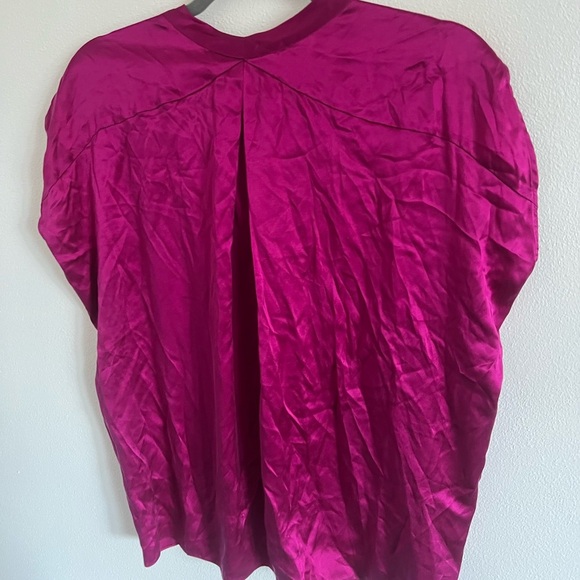 NWT Rebecca Taylor Silk Tie Front Magenta Blouse, size 2 - Picture 5 of 6